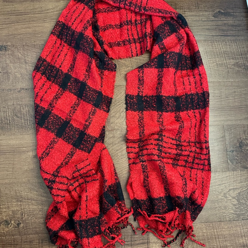 Red and Black Plaid Scarf